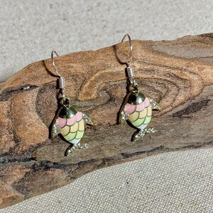 NWOT Hand Crafted Multicolored Fish Earrings